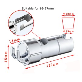 JIEYUCHU Universal Hand Shower Holder, 360° Adjustable Shower Holder with 2 Hooks, Easy to Install, ABS Shower Head Holder for Slide Bar, 16-27 mm, Outer Diameter