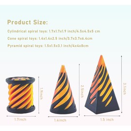 3D Printed Spiral Fidget Toys Impossible Pyramid Passthrough Sculpture Mini Cones Pass Through Pyramid Fidget Toy (Rainbow)