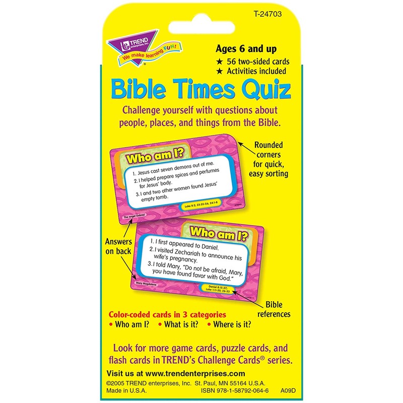 Bible Times Quiz Challenge Cards