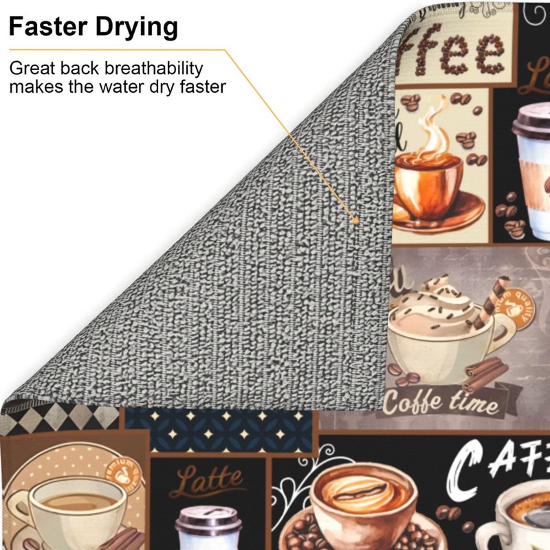 Boho Coffee Dish Drying Mat, Highly Absorbent Microfiber Kitchen Counter