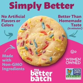My Better Batch, Celebration Sprinkle Cookie Mix, Simple Cookie Recipe, Celebration Sprinkle Cookies,Makes 96 Large Cookies, Non GMO, Kosher, 16oz (Pack of 6)