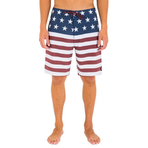 Hurley Men's Printed 20" Stretch Board Shorts, True Red, 32IN