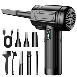 Kabellose Elektrische Staubgebläse Akku, 3-Stufen 100000U/min Druckluftgebläse, USB-C Wiederaufladbarer Compressed Air Duster mit LED-Beleuchtung, 2000mAh Akku für PC, Auto, Tastatur, Bürogeräte