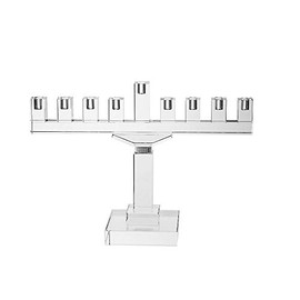 Judaica Place Crystal Candle Menorah for Chanukah - Rectangle Shape Candle Holder - Fits Standard Hanukkah Candles - 10.5 Inch