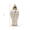 Homeroots 20" White and Gold Abstract Urn Ceramic Ginger Jar