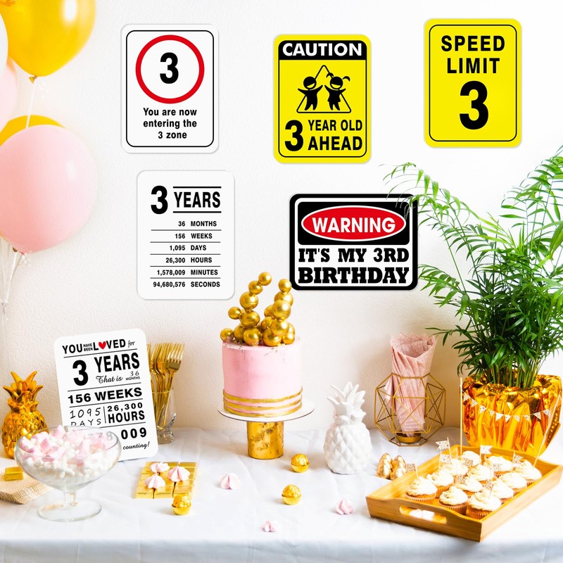 WERNNSAI 3rd Birthday Party Decorations - 9PCS 3rd Birthday Banner