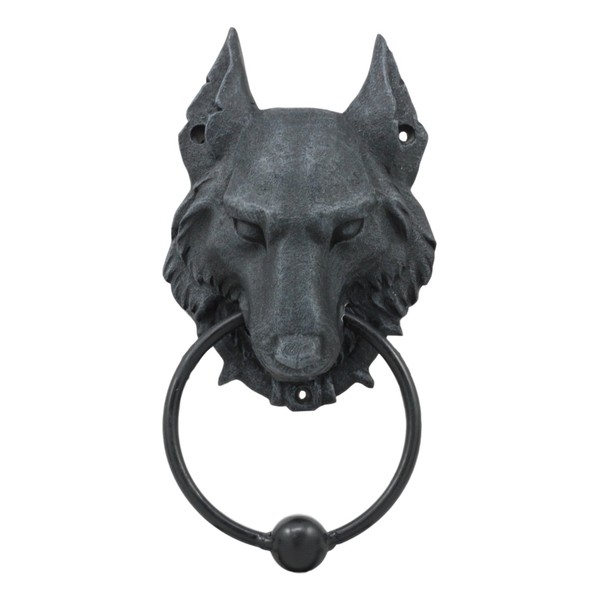 Wolf Moonlit Gargoyle Door Knocker Metal Ring Knocker Ball Sculpture