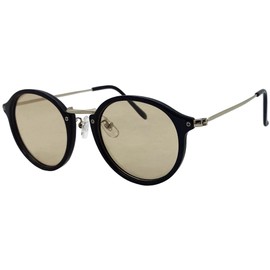 FaceTrick az Label AZPL6100 Polarized Lenses, UV Protection, Blue Light Reduction, Plastic Metal Combination Type Sunglasses, black / silver / light brown