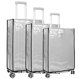 3pcs Clear Suitcase Cover Protectors 20/24/28inch PVC Luggage Cover Waterproof Reusable Transparent Travel Luggage Protector Cover Wheeled Suitcase Protective Dust Cover for Suitcases Travel Luggage