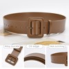 LumiSyne Women Wide Leather Belt Classic Solid Color Large Square