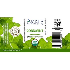 Amrita Aromatherapy: Organic Cornmint Essential Oil, 100% Pure Undiluted Mentha arvensis, Therapeutic Grade, Premium Quality Aromatherapy oil, Tested & Verified, 60ML