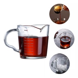 Taza De Vidrio Térmica Medidora Para Café Espresso 70ml Color Transparente con medidas