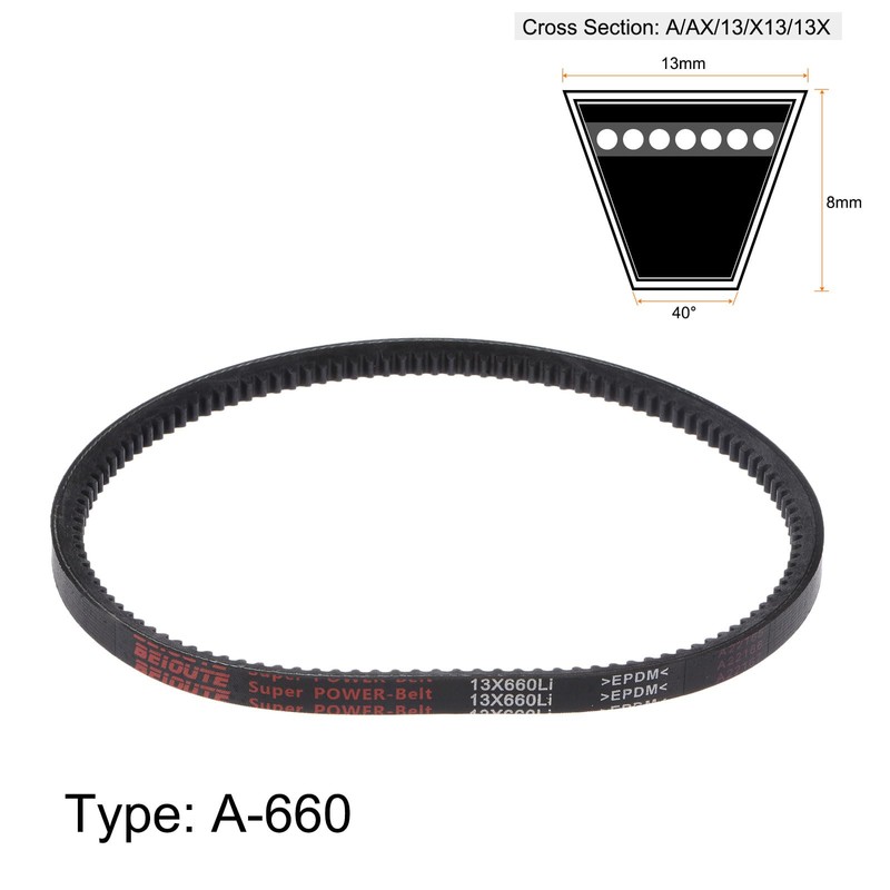 sourcing map AX26 (13 x 660Li) Serrated V-belt, AX section