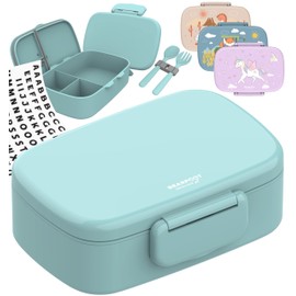 BEARFOOT Children's Lunch Box with Compartments, BPA-Free, Lunch Box, Bento Box, Lunch Box Girls & Boys, Snack Box, 100% Leak-Proof, Lunch Box for Nursery, School (Mint)