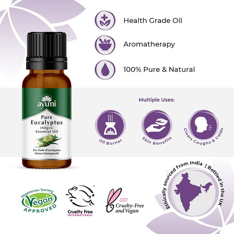 Ayumi, Pure Eucalyptus Oil, 3 x 20ml