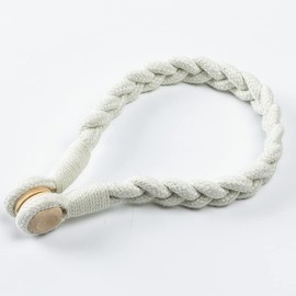 TSQZE Boho Style Cotton Leaves Braided Magnetic Curtain Tiebacks for Home Office Cafe Decoration 50cm Long (1 Pair)