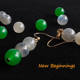 New Beginnings Symbolic Gemstone Drop Earring Real Natural Healing Crystal Beads Dangling Handmade Eardrop for Women (Moonstone Labradorite Chrysoprase - 8mm)
