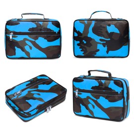 BLUEFAIRY Kids Adventure Bible Cover for Boys Scout Camping Field Handbook Book Carrier Carrying Bag Protective Case Journal Holder Organizer Camouflage Nylon Waterproof Christmas Gift (Blue Camo)