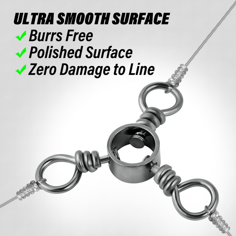 Dr.Fish Assortment 50 Three-Way Swivels Triple Swivels Trolling Catfish Rig