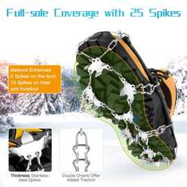 WardWolf Crampons for Hiking Boots 25 Spikes Crampons Ice Snow Grips Black M