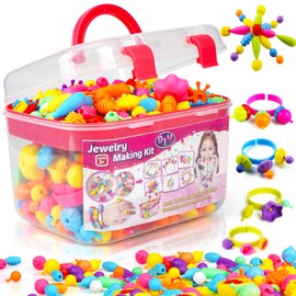 FUNZBO 520+ Snap Pop Beads - Jewelry Making Kit, Arts and Crafts for Kids Ages 4-8, Toys for 3 4 5 6 Years Old Girls Birthday Gifts Ideas, Bracelet Necklace Ring Snap Set for Little Girls