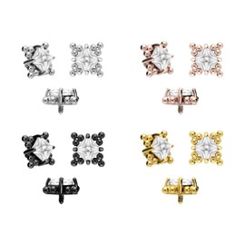 PIERCINGLINE Titanium Screw Attachment with External Thread 0.9 mm Crystal + Ball Triangles Piercing Attachment Replacement Choice of Colours, Titanium