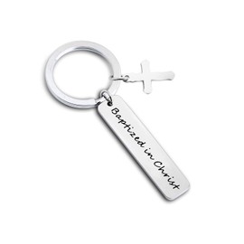Adult Baptism Gifts Baptized In Christ Keychain Man Baptism Gift Christian Keyring Teen Baptism Keychain (Baptized Keychain)