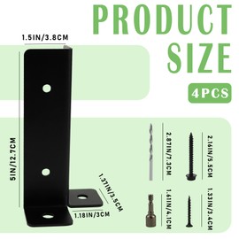 ZJIVQO 4 PCS Fence Post Security, Brackets Fence Post Holder, Anti Rattle Post Clips Adjustable Bolt Down Post Supports Wood Fence Pergola Post Base Brackets Kit for Deck Railing Mailbox