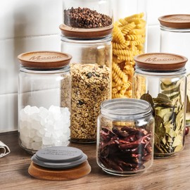 4 Pack Mason Jar Lids Wide Mouth Canning Jar Acacia Wood Jars Tops with Wooden Lid for Mason Jar Storage Accessories Silicone Glass Cover Reusable Can Lid Large Mouth Jars Lids