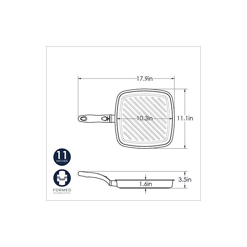 Nordic Ware Professional Weight Searing Grill Pan Gray, 11 Inch