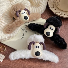 Cute Dog Instagram Purple Claw Clip - Premium Large Hairpin for Women Free Size/F-339 Cute Dog [Milk Coffee] 20ea