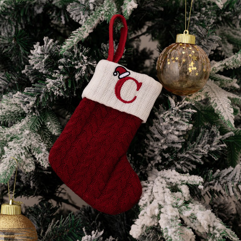 Christmas Stocking – Green A-Z Letter Hanging Christmas Stockings, Christmas