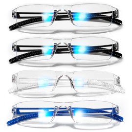 WEMOOTANTS 4 Pairs Reading Glasses Blue Light Blocking Glasses Computer Reading Glasses for Men Fashion Rectangle Eyewear Frame (4 Colors +3.50 Magnification)