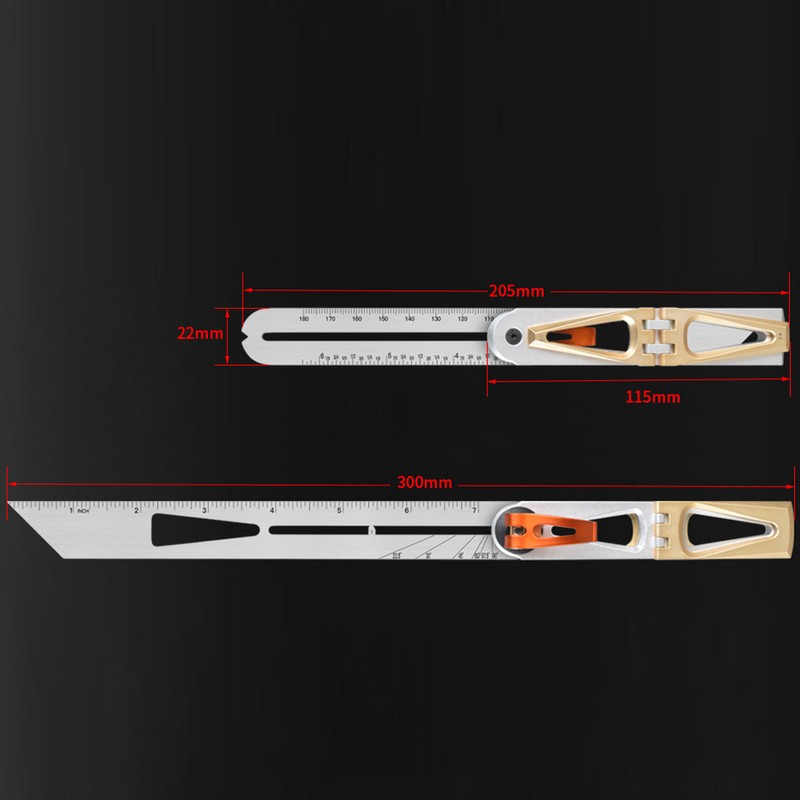 Woodworking Scriber Ruler Heavy Duty T-Shape Multi-Angle Scribing Tool Stainless