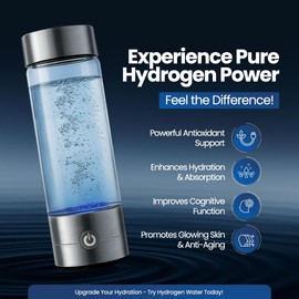 H2LYSIS Hydrogen Water Bottle, 2200ppb, 420ml Advanced Hydrogen Rich Water Maker SPE/PEM Technology, Portable, Rechargeable, Fitness, Sports, Travel