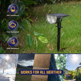 Kyosho Solar Spot Lights Outdoor Warm White, 38 LEDs Solar Landscape Lights IP67 Waterproof, 2-in-1 Outdoor Spotlights Garden Wall Lights with 3 Modes for Tree, Yard, Patio