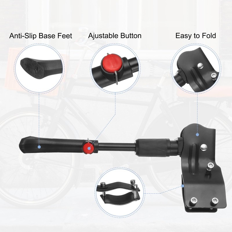 sourcing map Back Bike Kickstand Carbon Steel Bicycle Single-Side Kick