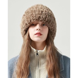 OneChance Unisex Warm Winter Hat, Plush Hat for Women, Thick and Soft Knitted Hat for Outdoor Activities, brown