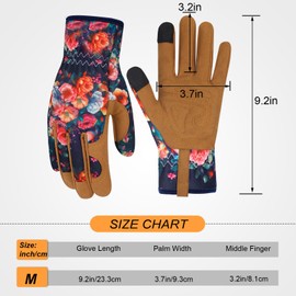 MERTURN Leather Gardening Gloves for Women Garden Gloves Thorn Proof Touch Screen Design Heavy Duty Yard Working Gloves for Planting, Digging, Pruning Women Gardening Gift