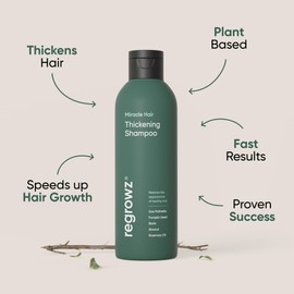 Regrowz Organic Hair Thickening Shampoo with Biotin & Rosemary Oil - 225ml - Pack of 3 - Natural Anti Hair Loss Treatment - Suitable for Men & Women