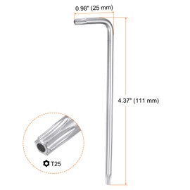 HARFINGTON 4pcs T25 Tamper Proof Torx Star Key Bit Wrench 4.37" Long Arm L-Shaped 6 Points Wrenches Chrome-Vanadium Steel Hand Tool for Automotive/Home Repairs