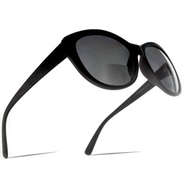 SAMBA SHADES Reader Sunglasses for Women Bifocal for Reading Under the Sun Cateye Glasses Matte Black 2.00