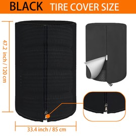 MIYIMORE Large Tire Cover for Seasonal Storage,33" Tire Cover Diameter,Waterproof Dust-Proof High-Strength 420D Tire Cover,Universal Indoor Outdoor (Holding 4 Tires Stacking,Black)