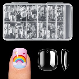 krofaue Short Suqare Kids False Nails - 240Pcs Press on Nails for Girls,Full Cover Children Fake Nails Decoration 10 Sizes Soft Gel Kids Nail Tips for for Home & Nail Salon Use (4-8 years old)