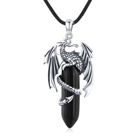 AOSAIB Dragon Necklace S925 Sterling Silver Dragon Crystal Pendant Necklace for Men Women Jewelry Gifts Cool Necklace Birthday Valentine's day Gifts