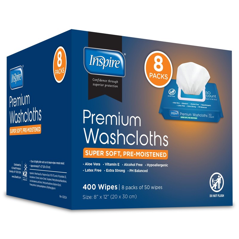 Inspire Adult Wet Wipes, Wash Cloths, Incontinence & Cleansing for