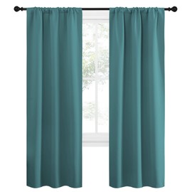 NICETOWN Cortinas opacas para cortinas de estar, microfibra de tres pasos, reducción de ruido, aislamiento térmico, bolsillo sólido para barra, cortinas opacas para habitación de niños (Pato verde, 1 Par, 86 x 182 cm)