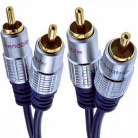 kenable Pure OFC HQ 2 x RCA Phono Plugs to Plugs Stereo Audio Cable Gold 20m