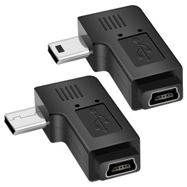 UCEC USB 2.0 Adapter Plug - Left and Right Angle Mini to Mini - Male to Female - Pack of 2