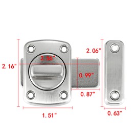 INIRET 2 Packs Rotate Bolt Latch Gate Latches Safety Door Lock,Pet Door Lock, Cabinet Furniture,Windows,Bathroom，Antique Lock Gate Latches Wine Cabinet Closet Door Latches (Brushed Silvery_2 Pack)